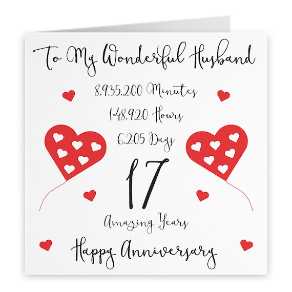 Romantic Husband 17th Wedding Anniversary Card To My Wonderful Husband 17 Amazing Years Timeless Collection