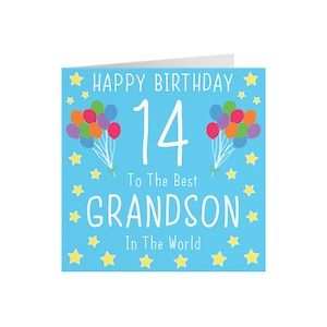 Grandson 14th Birthday Card Happy Birthday 14 to the Best Grandson in ...