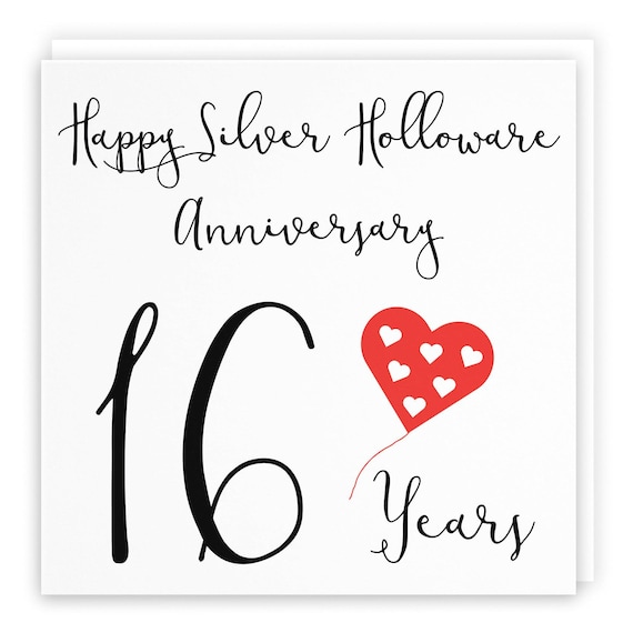 16th Wedding Anniversary Card - Happy Silver Holloware Anniversary