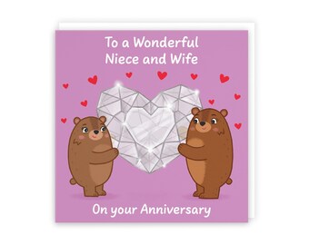 Hunts England - Cute Sparkling Love Same Sex Niece And Wife Anniversary Card - Fun Bears Anniversary Card - Love Story
