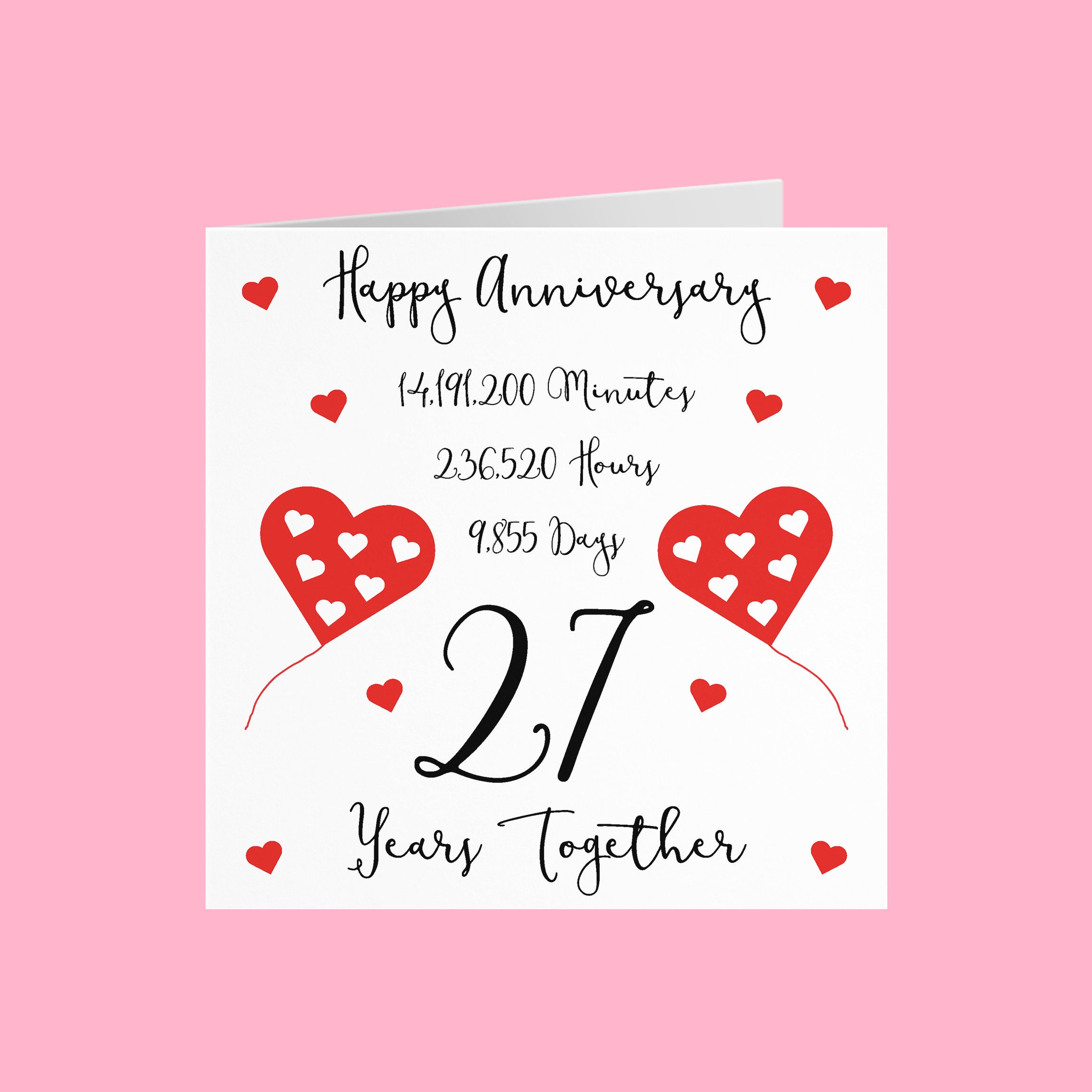 27th Wedding Anniversary Card 27 Years Together Happy Etsy