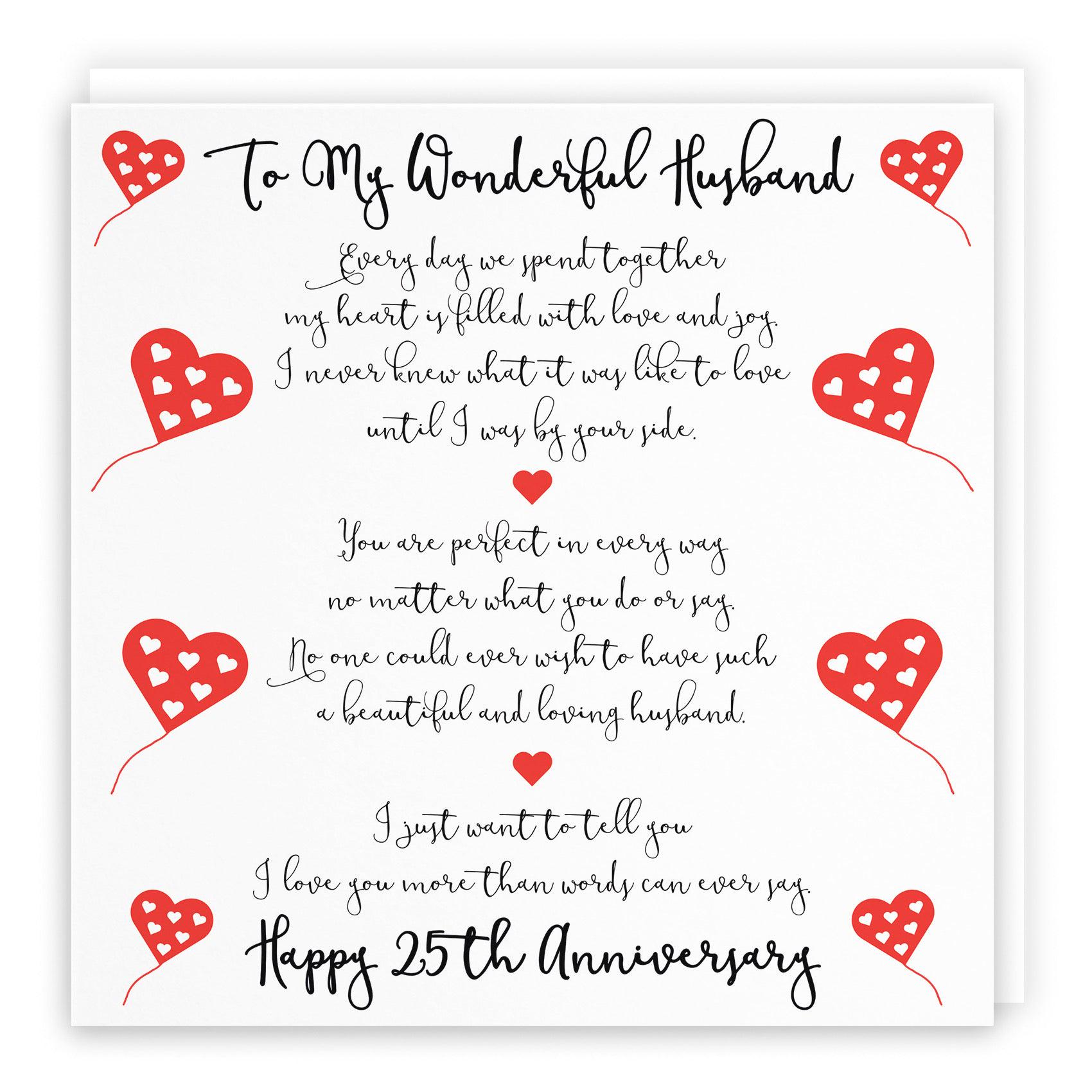 25th Wedding Anniversary Wallet Card For Husband - Laser Engraved Stainless Steel Keepsake