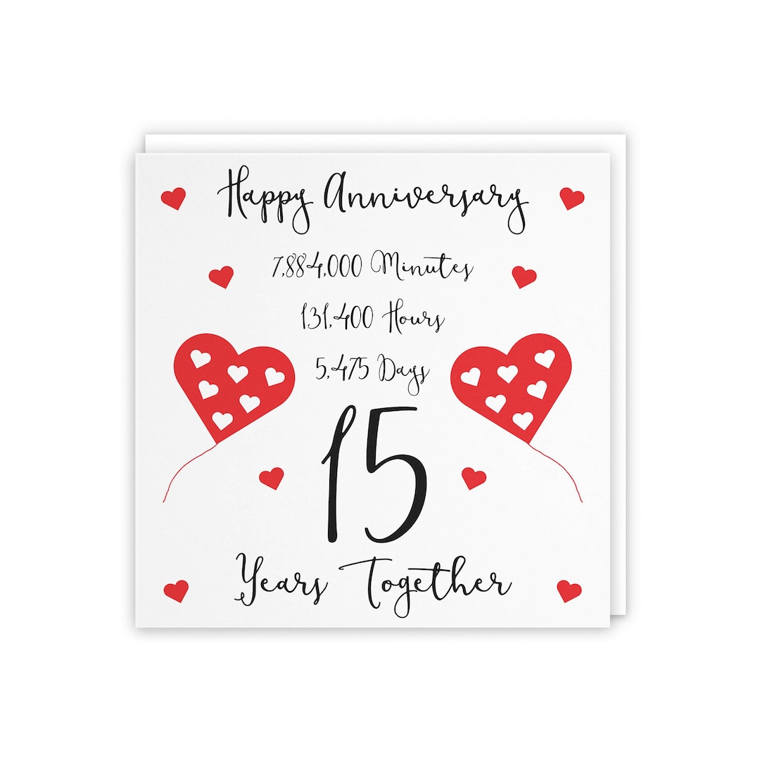15th Wedding Anniversary Card 15 Years Together Happy