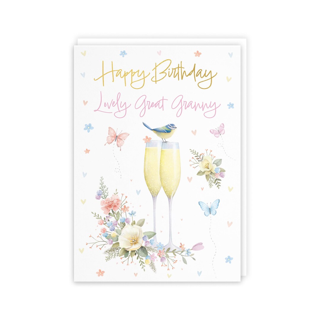 Hunts England Great Granny Champagne Flutes Pretty Birthday Card Luxury ...