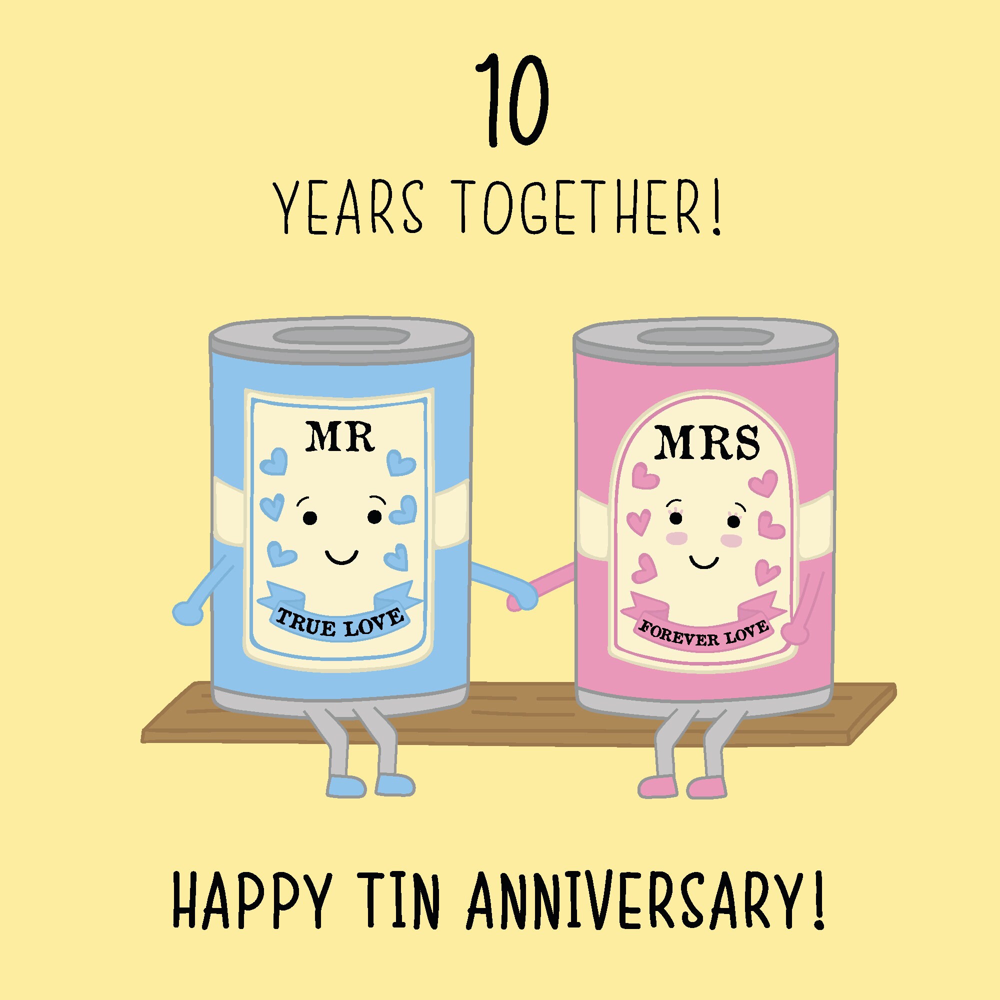 10th Wedding Anniversary Card Tin Anniversary Iconic Etsy