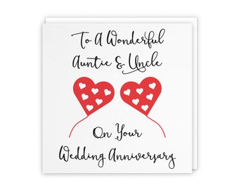 Tarjeta de aniversario de tía y tío - Para una tía y un tío maravillosos en su aniversario de bodas - Corazón de amor - Elija estándar o grande