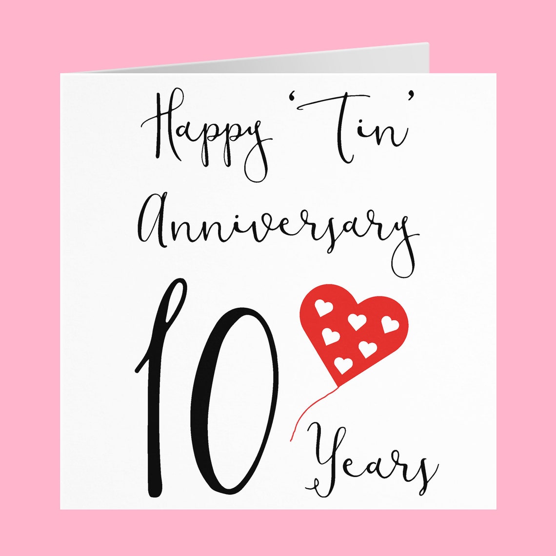 10th Wedding Anniversary Card Happy 'Tin' | Etsy