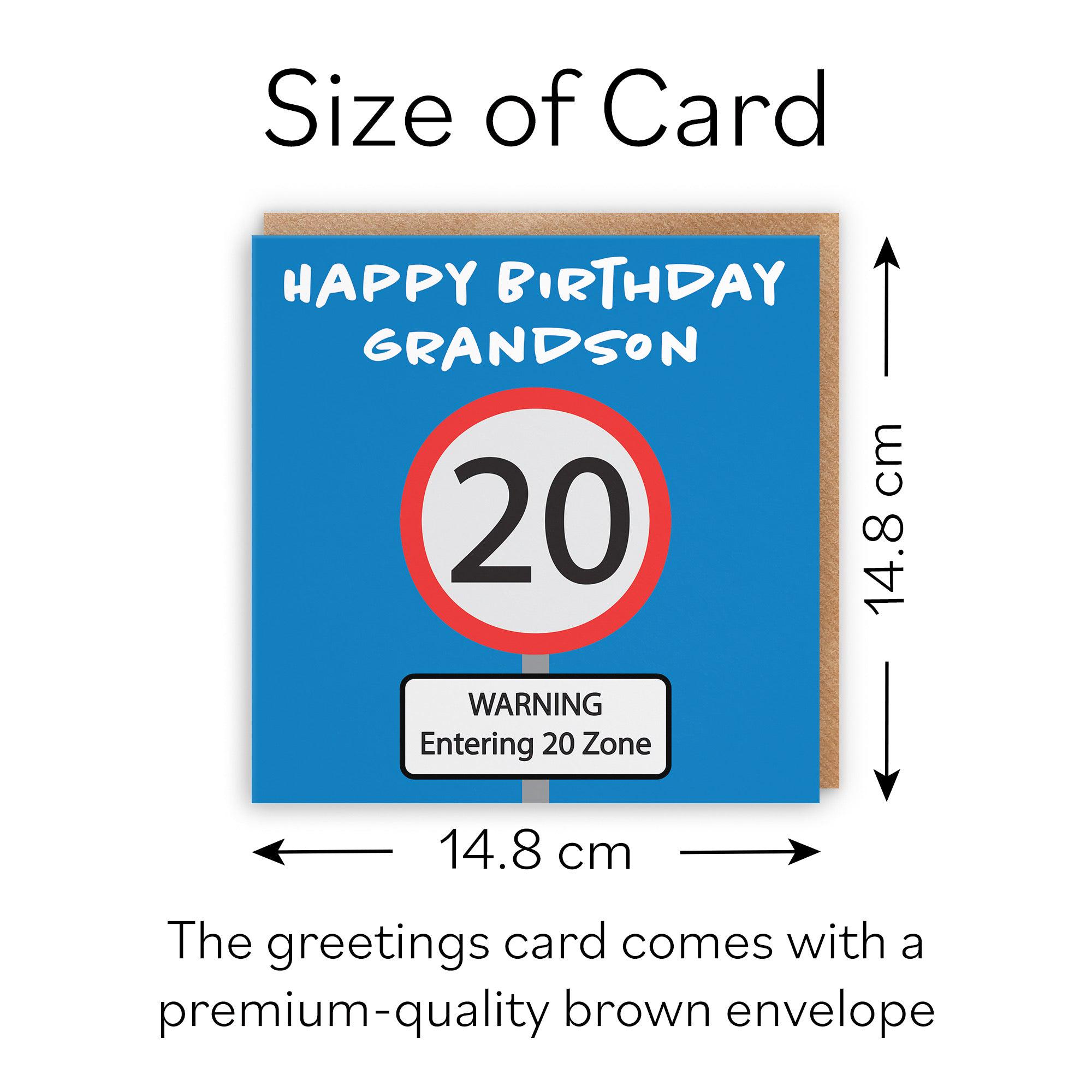 Grandson 20th Birthday Card - Grandson - Warning Entering 20 Zone