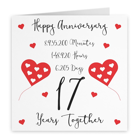 17th Wedding Anniversary Card - 17 Years Together - Happy