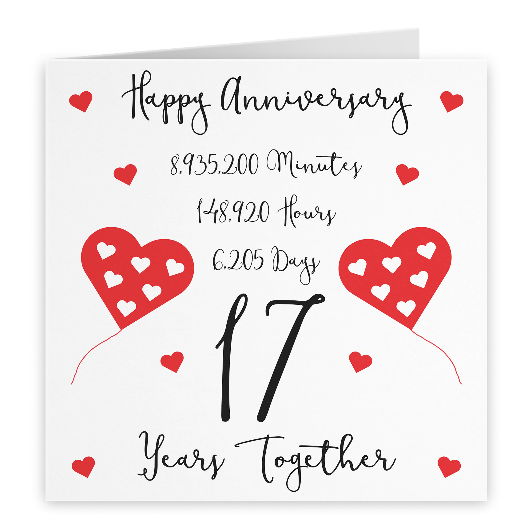 17th Wedding Anniversary Card - 17 Years Together - Happy