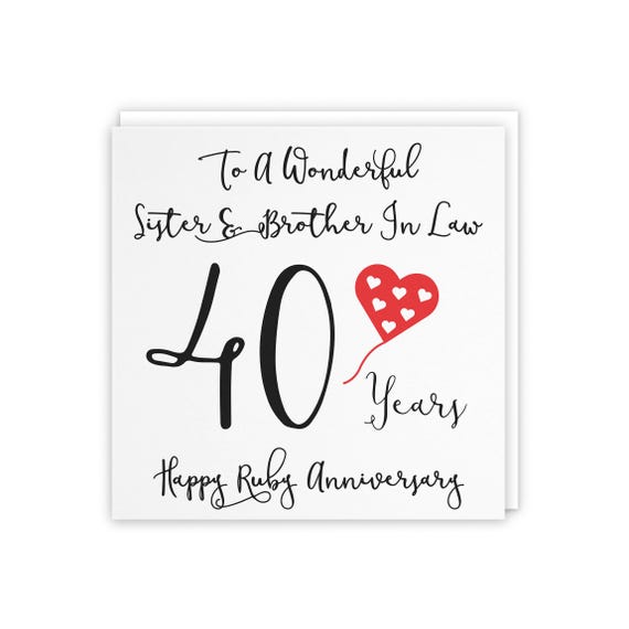 Hunts England Glückwunschkarte Zum 40. Hochzeitstag – Für Bruder & Schwägerin, 14,8 X 14,8 Cm, Mit Umschlag