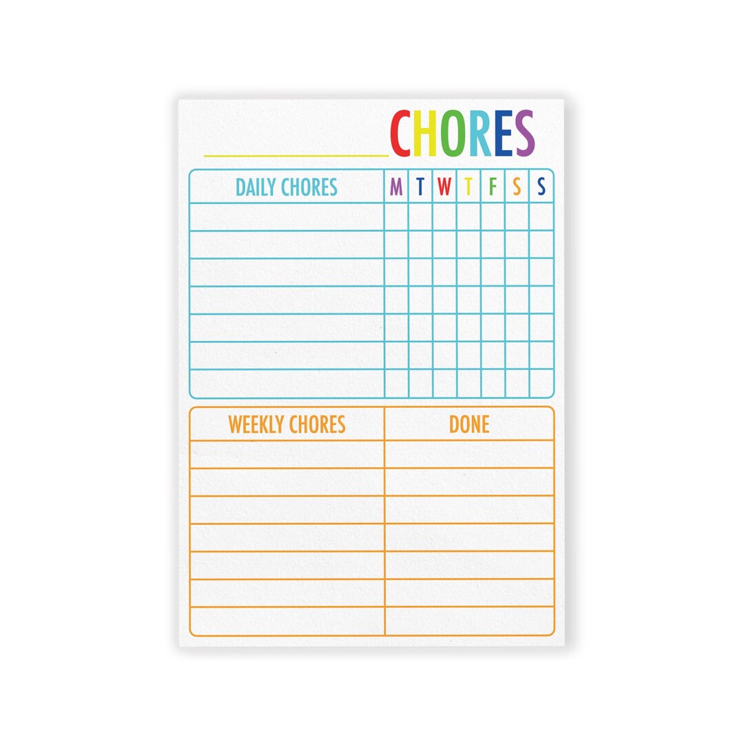 Kid's Chores Notepad - Chore Chart Notepad for Children - Unisex, Boy ...