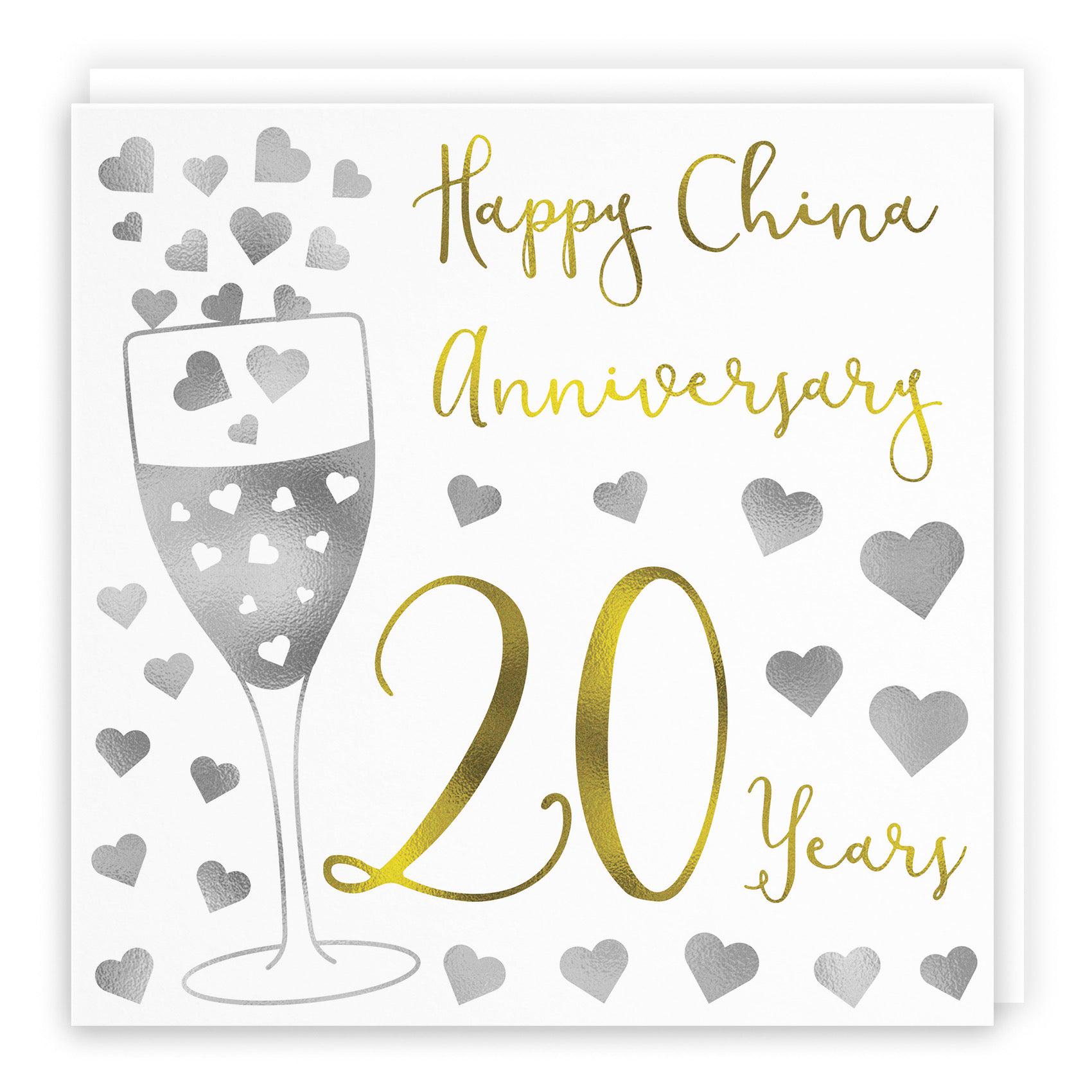 20th Wedding Anniversary Card - 'happy China Anniversary' - '20