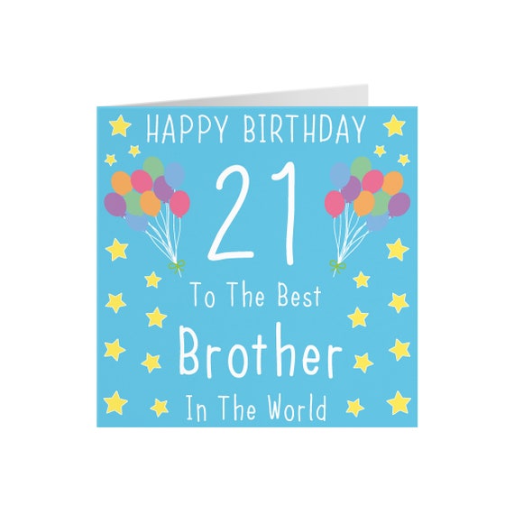 Hunts England - Carte d'anniversaire 21 ans pour frère – Happy Birthday – 21 – Brother – Collection Ballons – Standard – 148 x 148 mm