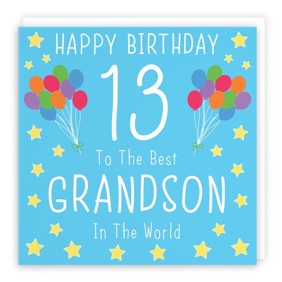 Hunts England Biglietto Auguri 13 Anni Nipote: 'To The Best Nephew In The World' Con Busta, Formato 148x148 Mm, Iconic Collection