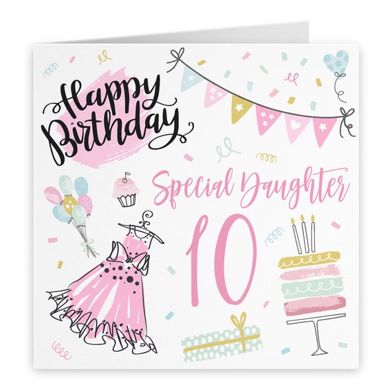 Carte d'anniversaire 10e fille – Joyeux anniversaire – Spécial fille – 10 –  Collection fête