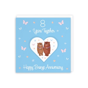 Hunts England - 8th Anniversary Card For Him Or Her - 8 Years - Bronze Anniversary - Romantic Meadows Collection - Eighth Anniversary Card