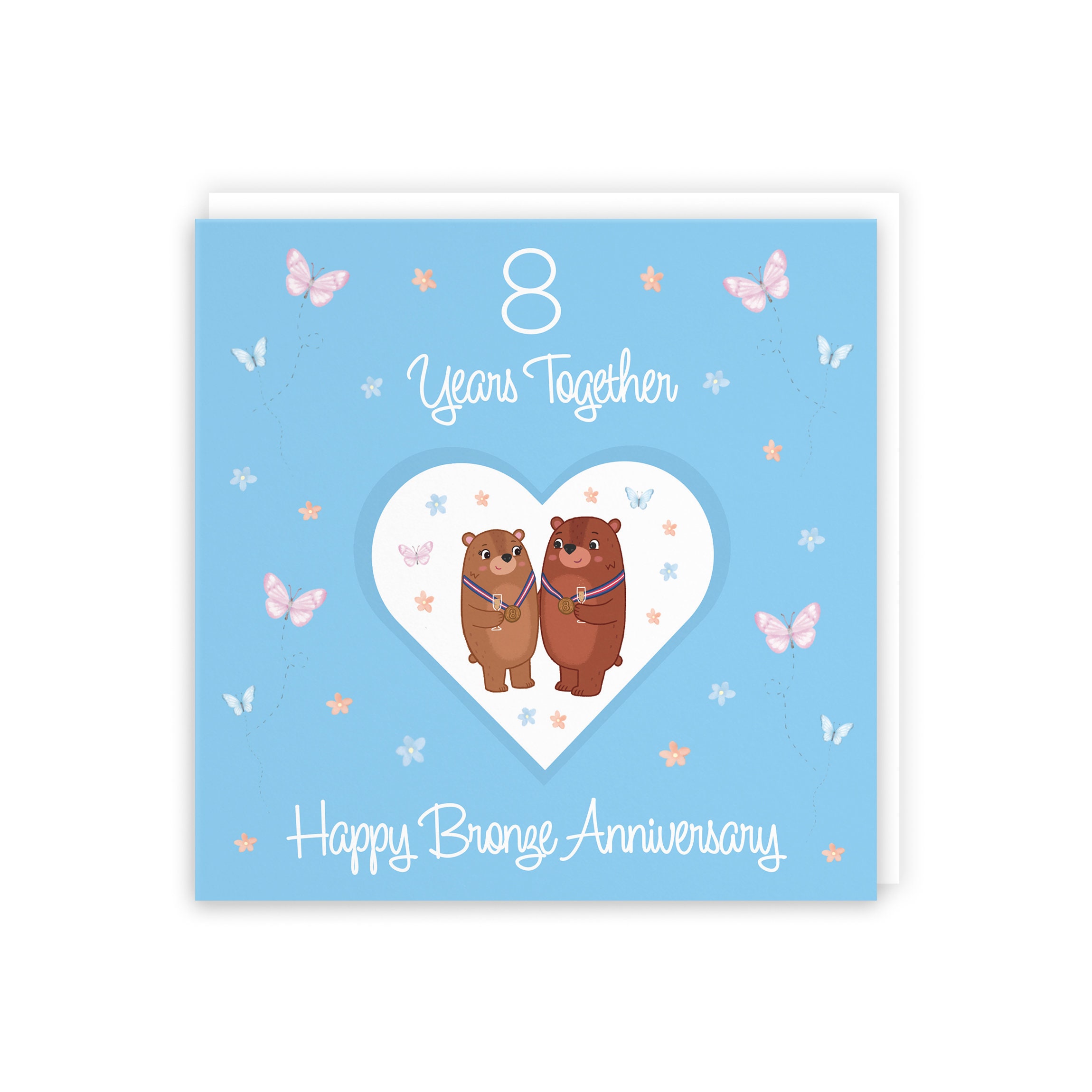 Hunts England - 8th Anniversary Card for Him or Her - 8 Years