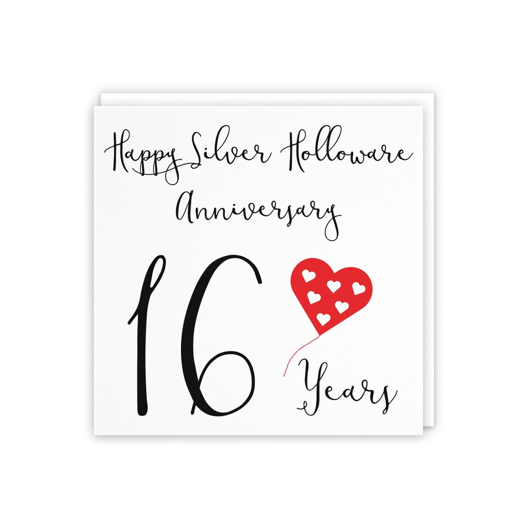 16th Wedding Anniversary Card - Happy Silver Holloware