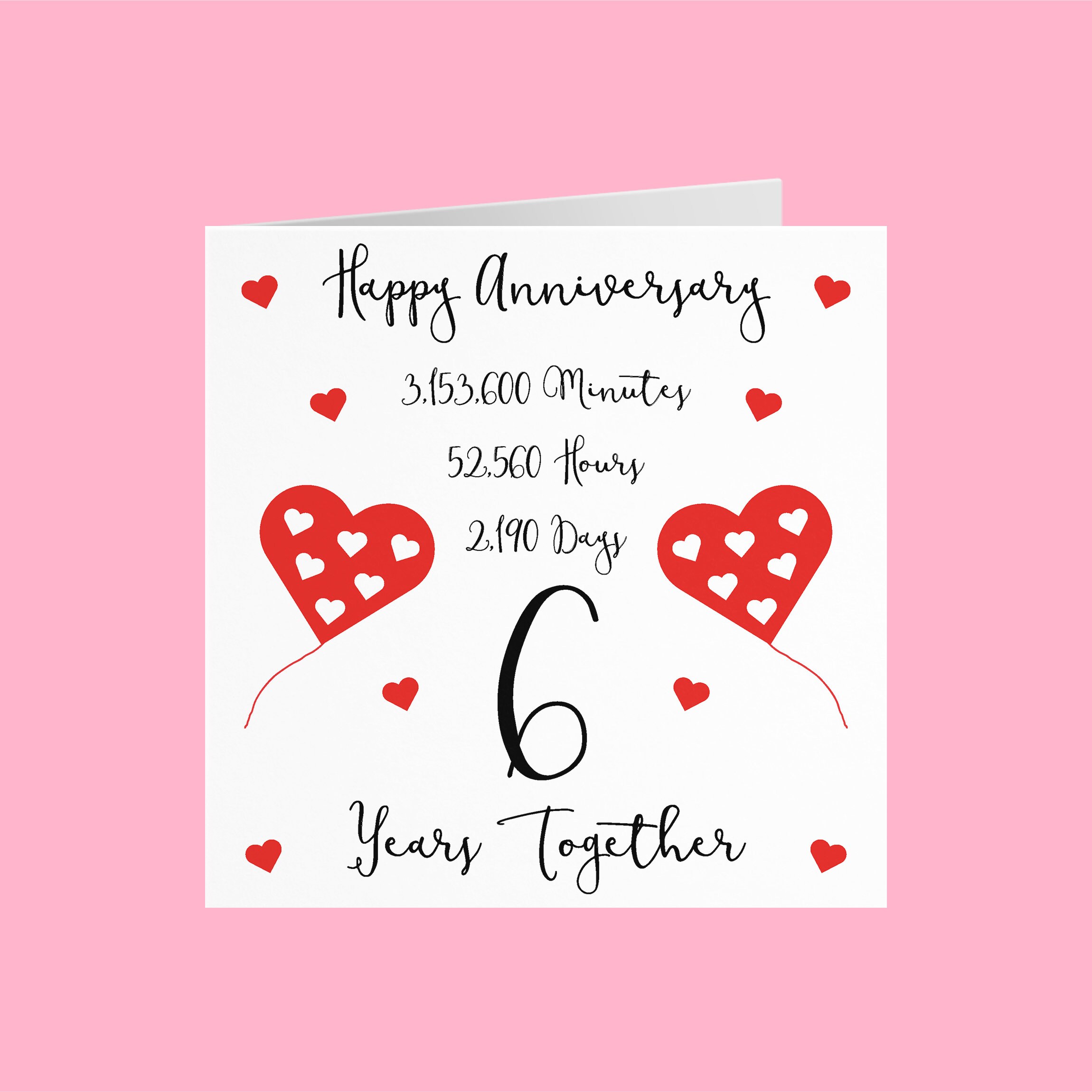 6th Wedding Anniversary Card 6 Years Together Happy Etsy