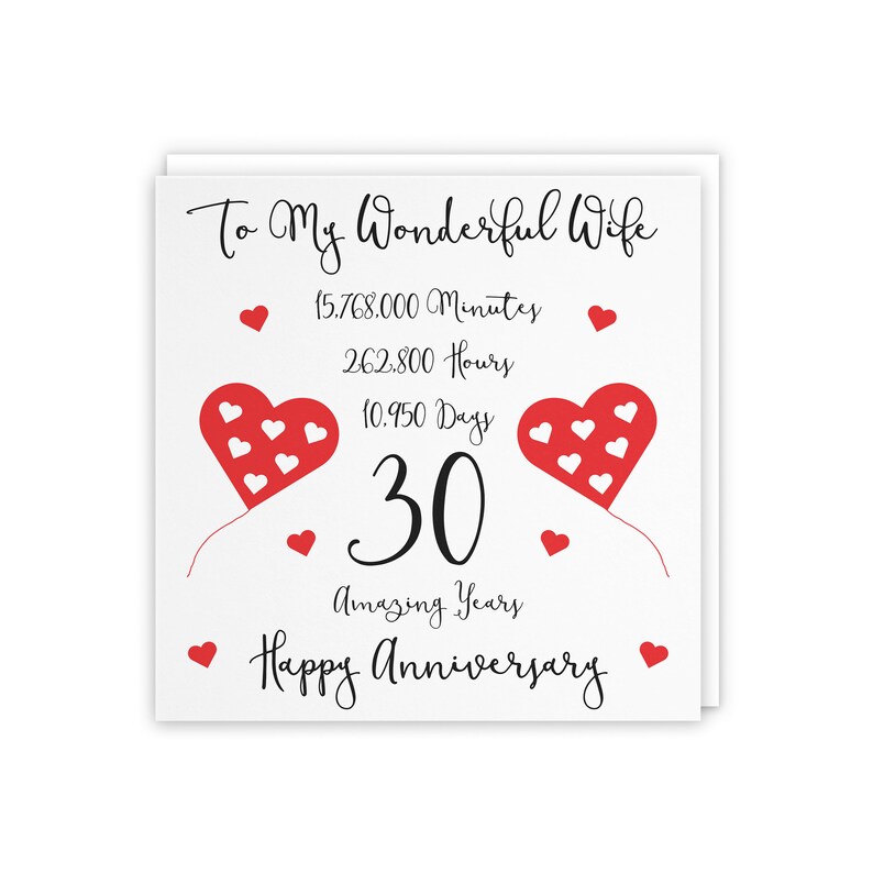 Romantic Wife 30th Wedding Anniversary Card to My Wonderful - Etsy UK