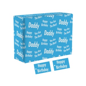 Hunts England - Daddy Birthday Fun Wrapping Paper And Gift Tags From Young Child - Daddy Male Folded Gift Wrap - Urban Colour Collection
