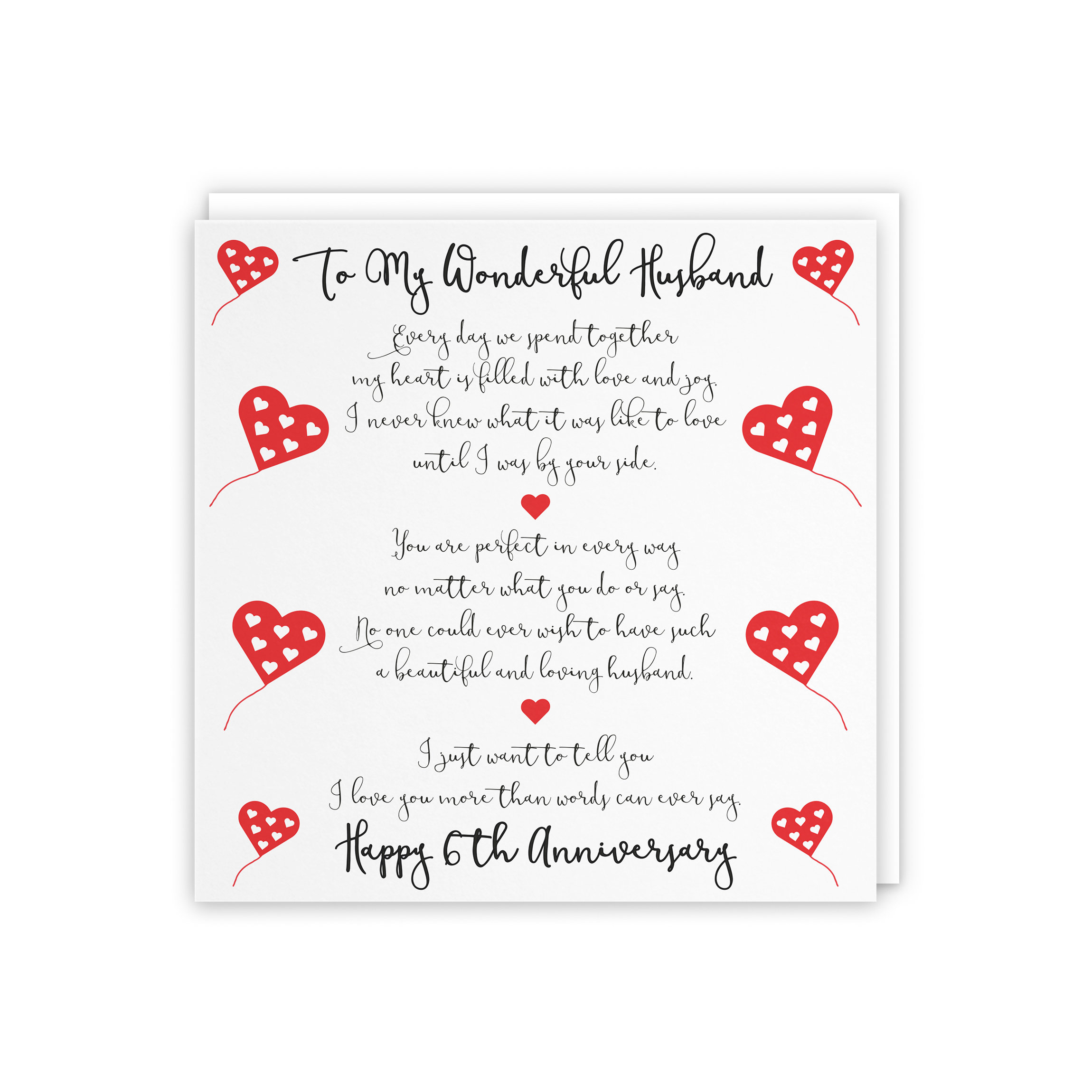Romantic Husband 6th Wedding Anniversary Love Verse Card - To My Wonderful  Husband - Happy 6th Anniversary - Romantic Verses Collection
