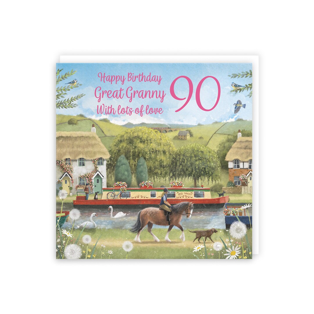 Hunts England 90th Great Granny Horse Riding Birthday Card Canal ...