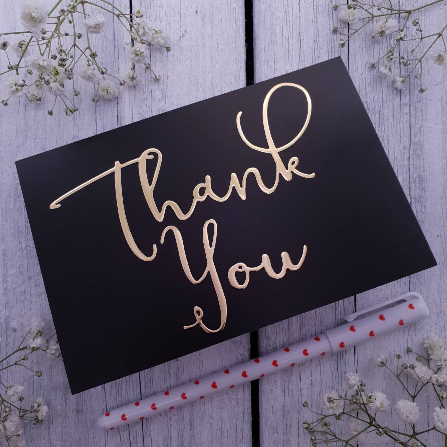 Gold Foil Black Thank You Cards & White Envelopes Postcard Etsy UK