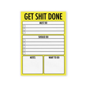 Get Shit Done - To Do List - Memo Notepad - Ideal Birthday Gift - Ideal Work Office Gifts, Uni Gifts, Office Work Secret Santa Gift, etc.
