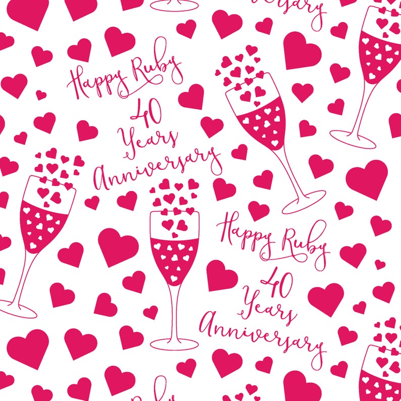 40th Ruby Wedding Anniversary Gift Wrapping Paper and Gift Etsy