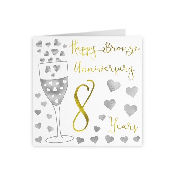 8th Wedding Anniversary Card Happy Bronze Anniversary 8 Etsy