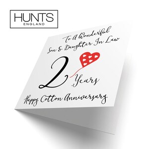 Son and Daughter in Law 2nd Anniversary Card - to A Wonderful Son ...