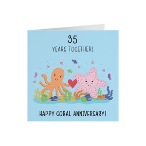 35th Wedding Anniversary Card - Coral Anniversary - Starfish - Iconic Collection - Choose Standard Or Large