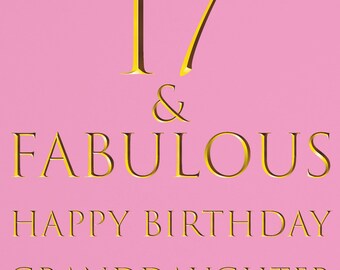 Hunts England Biglietto Auguri 17° Compleanno Per Figlioccia - 17 & Fabulous - Formato 148x148 Mm Con Busta