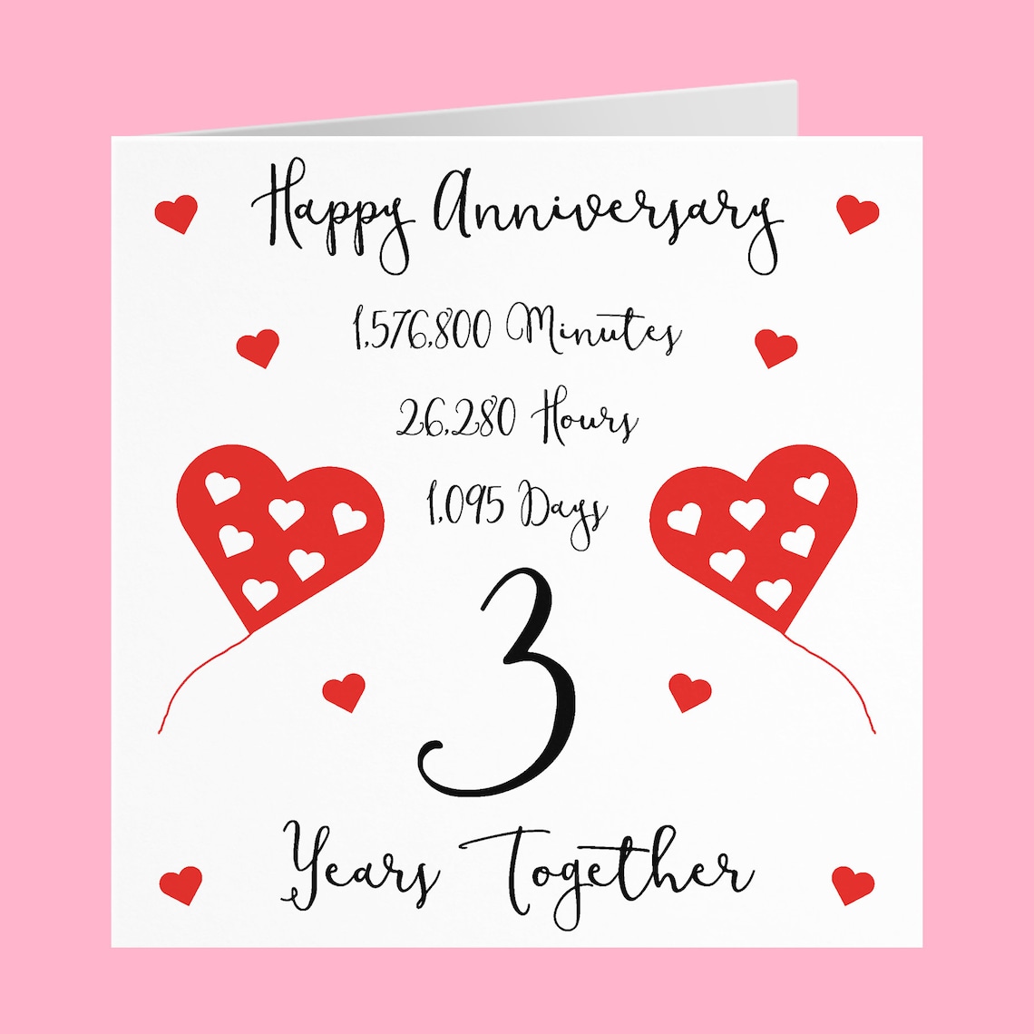 3rd Wedding Anniversary Card 3 Years Together Happy Etsy