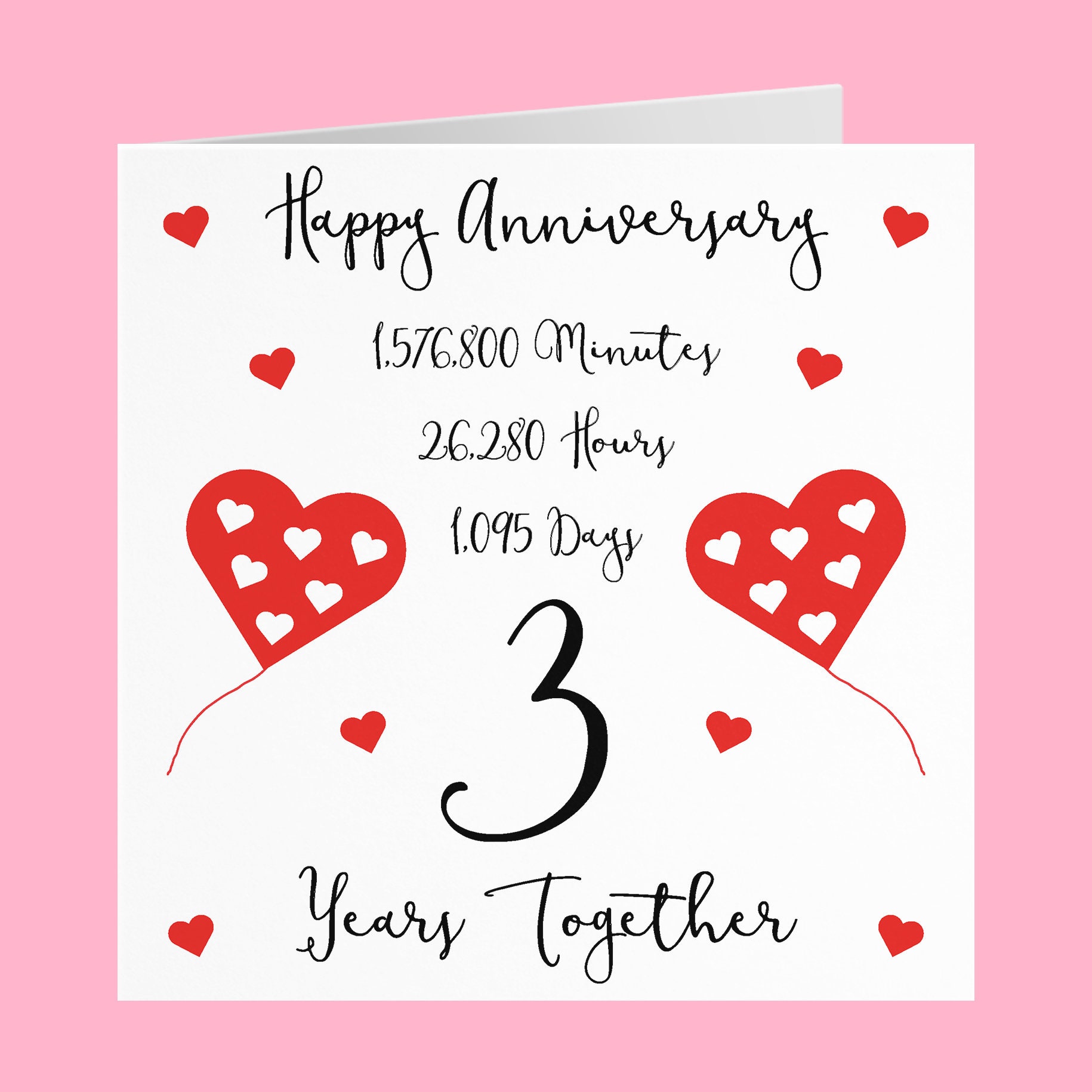 3rd Wedding Anniversary Card 3 Years Together Happy Etsy
