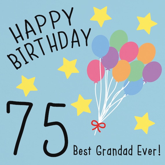 Carte Grand Pere 75e Anniversaire Joyeux Anniversaire 75 Etsy
