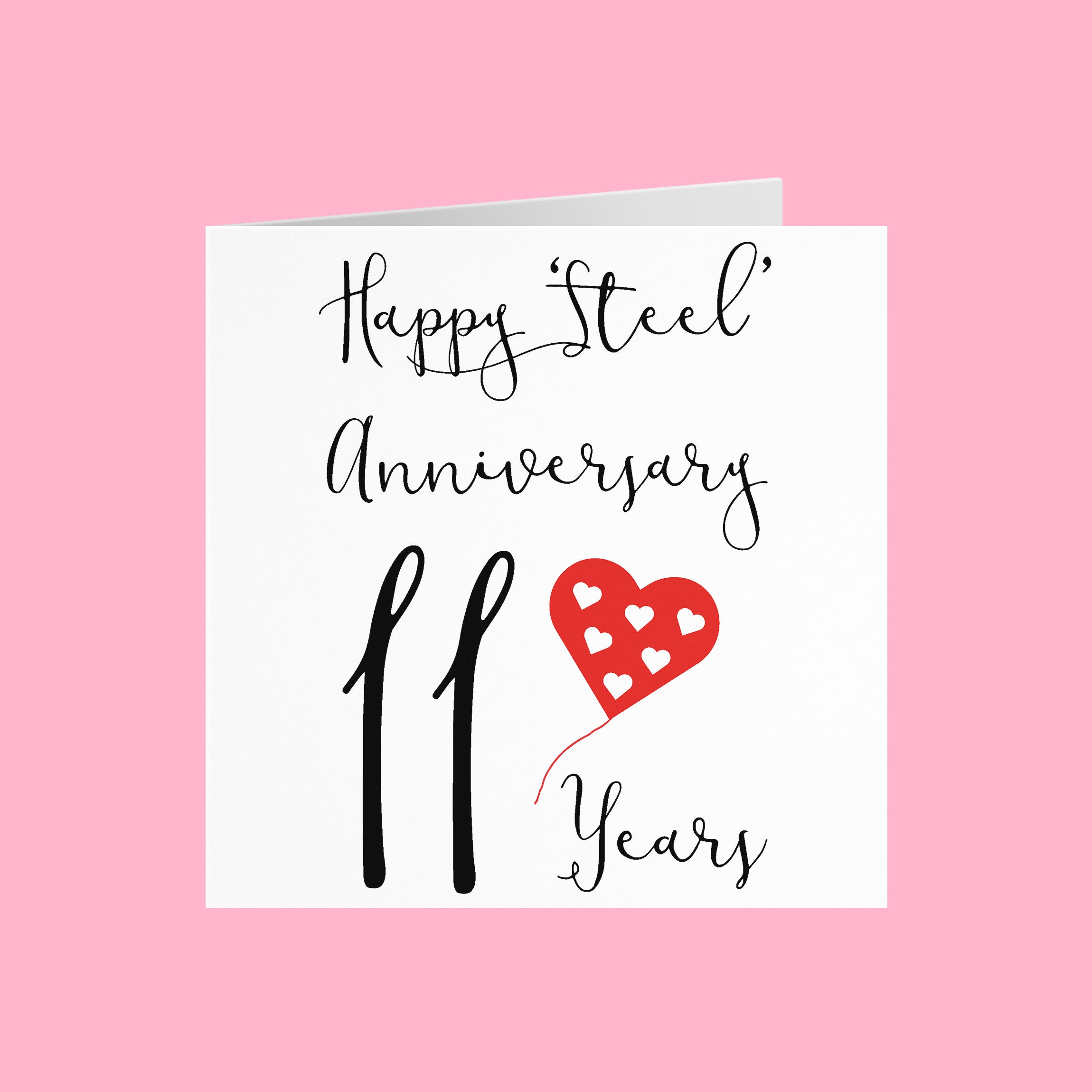 11th Wedding Anniversary Card Happy Steel Etsy