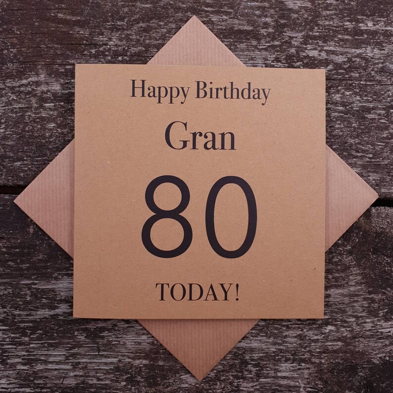 Kraft Gran 80th Birthday Card Happy Birthday Etsy