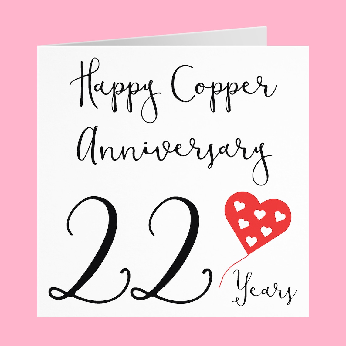 22nd Wedding Anniversary Card Happy Copper Anniversary 22 Etsy