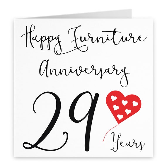 29th Wedding Anniversary Card Happy Furniture Anniversary 29 Years Red Heart Collection
