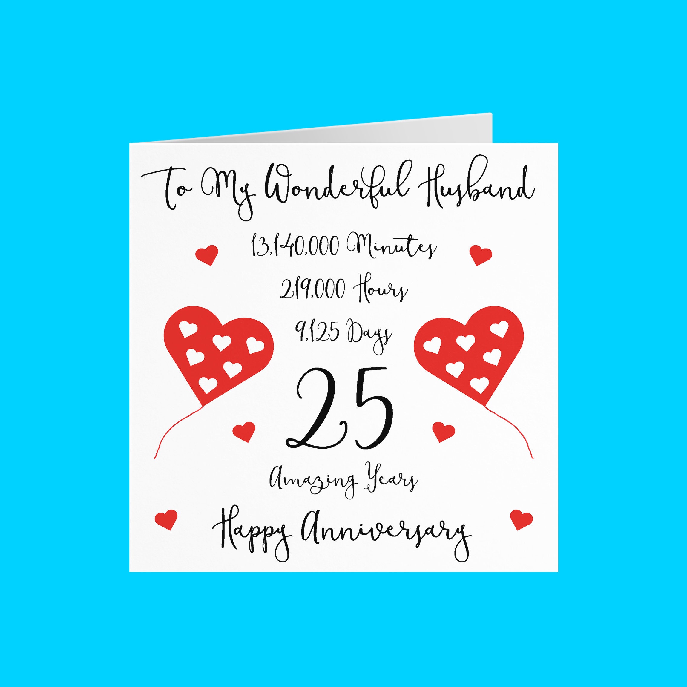 Romantic Husband 25th Wedding Anniversary Card To My Etsy
