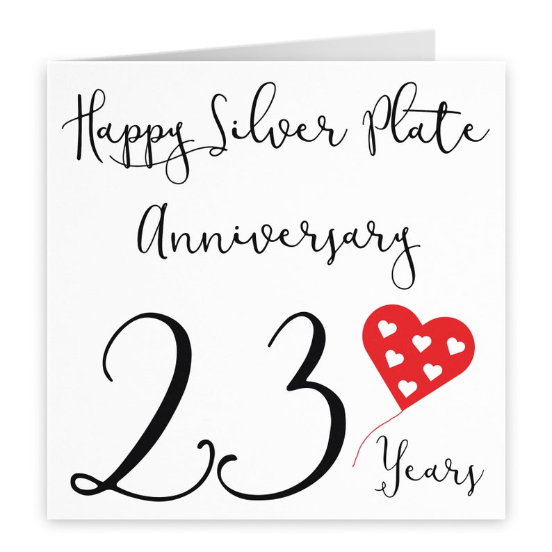 23rd Wedding Anniversary Card Happy Silver Plate Anniversary Etsy