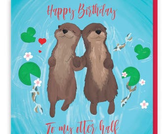 Popmazing Süße Otter-Jubiläumskarte „Happy Anniversary To My Otter Half“ – Lustige Karte Für Ehemann/Ehefrau, 12,7 X 17,8 Cm