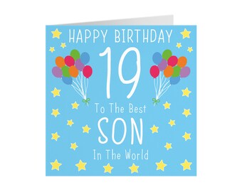 Hunts England Biglietto Auguri 8 Anni Figlio: "Al Miglior Figlio Del Mondo" Con Busta, Formato 148x148 Mm