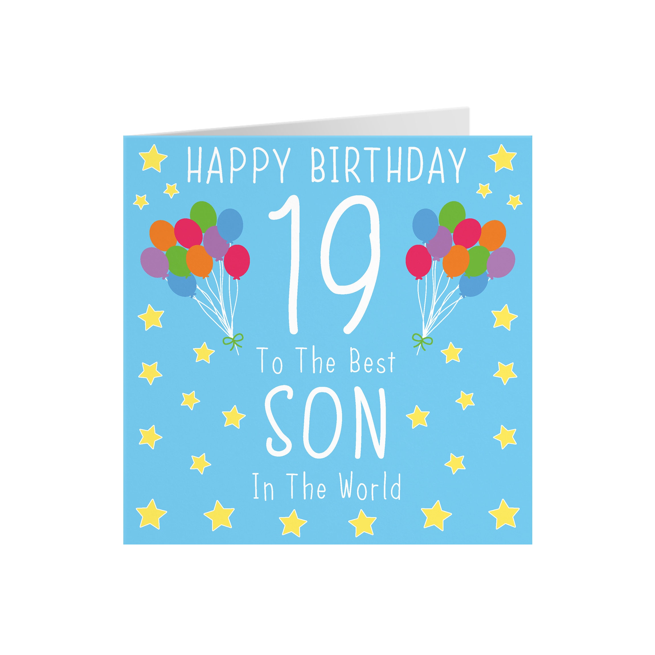 Hunts England Biglietto di auguri per il 19° compleanno del figlio, con scritta in lingua inglese To the best son in the world, collezione iconica, grande, 210 x 210 mm