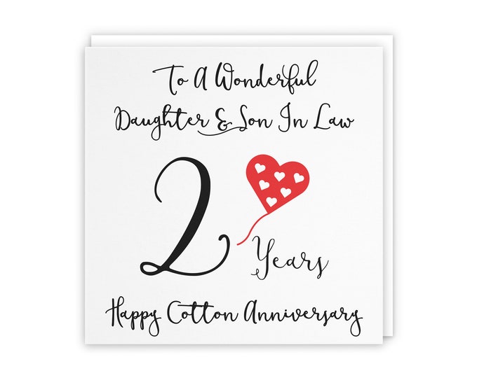 Daughter and Son in Law 2nd Anniversary Card to A Wonderful Daughter ...