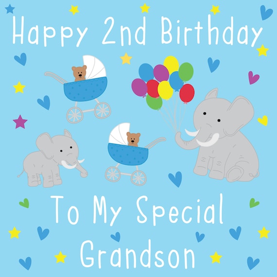 Grandson 2nd Birthday Card Happy 2nd Birthday Etsy Grandson 2nd Birthday Card Happy 2nd Birthday Etsy