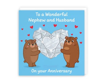 Hunts England - Cute Sparkling Love Same Sex Nephew And Husband Anniversary Card - Fun Bears Anniversary Card - Love Story